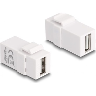 Delock Keystone modul, USB 2.0 A-csatlakozóhüvely > USB 2.0 A-csatlakozóhüvely, fehér