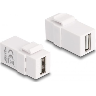 Delock Keystone modul, USB 2.0 A-csatlakozóhüvely > USB 2.0 A-csatlakozóhüvely, fehér