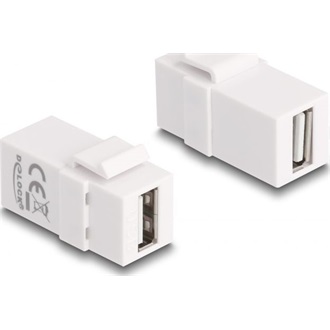 Delock Keystone modul, USB 2.0 A-csatlakozóhüvely > USB 2.0 A-csatlakozóhüvely, fehér