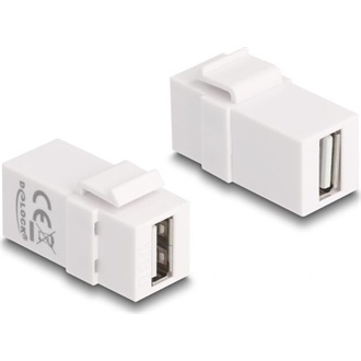 Delock Keystone modul, USB 2.0 A-csatlakozóhüvely > USB 2.0 A-csatlakozóhüvely, fehér