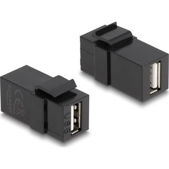 Delock Keystone modul, USB 2.0 A-csatlakozóhüvely > USB 2.0 A-csatlakozóhüvely, fekete
