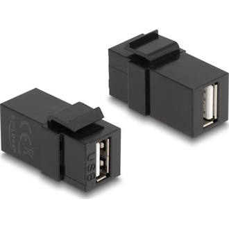 Delock Keystone modul, USB 2.0 A-csatlakozóhüvely > USB 2.0 A-csatlakozóhüvely, fekete
