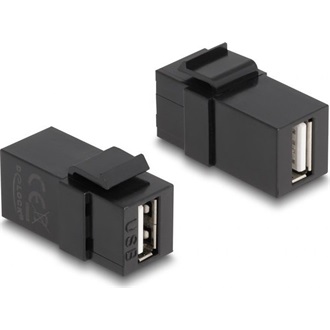 Delock Keystone modul, USB 2.0 A-csatlakozóhüvely > USB 2.0 A-csatlakozóhüvely, fekete