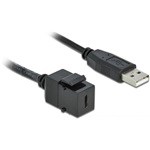 Delock USB-A 2.0 -> USB-C M/F keystone modul 0.25m fekete