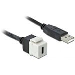 Delock USB-A 2.0 -> USB-C M/F keystone modul 0.25m fehér