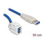 Delock USB-A 3.0 -> USB-A 3.0 M/F keystone modul 0.5m fehér 250°