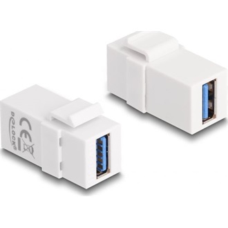 Delock Keystone modul, USB 3.0 A-csatlakozóhüvely > USB 3.0 A-csatlakozóhüvely fehér (1:1)