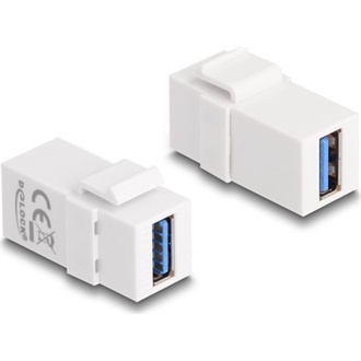 Delock Keystone modul, USB 3.0 A-csatlakozóhüvely > USB 3.0 A-csatlakozóhüvely fehér (1:1)