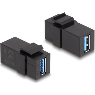 Delock Keystone modul, USB 3.0 A-csatlakozóhüvely > USB 3.0 A-csatlakozóhüvely, fekete (1:1)