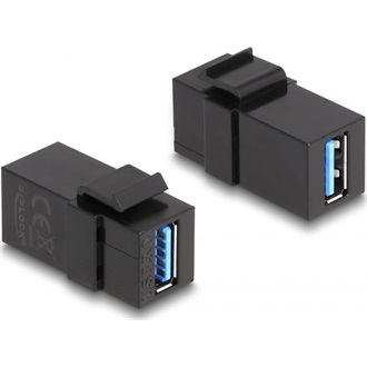 Delock Keystone modul, USB 3.0 A-csatlakozóhüvely > USB 3.0 A-csatlakozóhüvely, fekete (1:1)