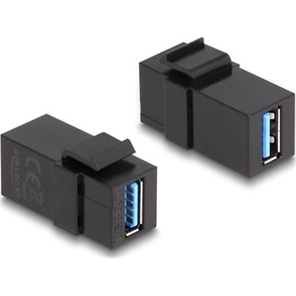 Delock Keystone modul, USB 3.0 A-csatlakozóhüvely > USB 3.0 A-csatlakozóhüvely, fekete (1:1)