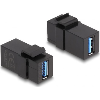 Delock Keystone modul, USB 3.0 A-csatlakozóhüvely > USB 3.0 A-csatlakozóhüvely, fekete (1:1)