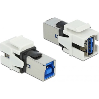 Delock Keystone modul, USB 3.0 A-csatlakozóhüvely > USB 3.0 B-csatlakozóhüvely, fehér