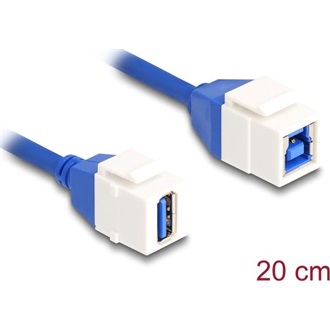 Delock Keystone modul USB kábel 5 Gbps A-típusú USB anya   B-típusú USB anya 20 cm, kék