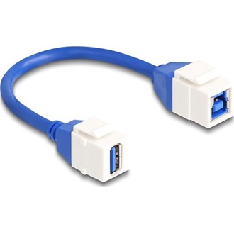Delock Keystone modul USB kábel 5 Gbps A-típusú USB anya   B-típusú USB anya 20 cm, kék