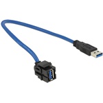 Delock USB-A 3.0 - USB-A 3.0 M/F keystone modul 0.5m fekete 250°