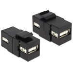 Delock USB-A 2.0 - USB-A 2.0 F/F keystone modul fekete