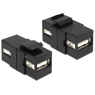 Delock USB-A 2.0 - USB-A 2.0 F/F keystone modul fekete