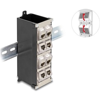 Delock Keystone tartó 8 portos DIN sínhez vagy falra szereléshez dönthető