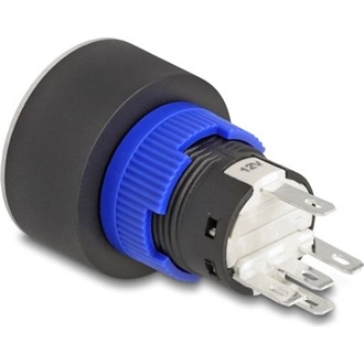 Delock Kiálló nyomógomb installációhoz 22 mm 5 db. forrasztott csatlakozó működtetővel lapos, műanyag fehér LED világítá