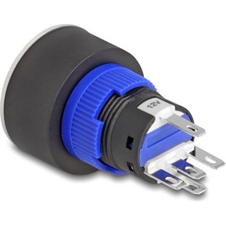 Delock Kiálló nyomógomb installációhoz 22 mm 5 db. forrasztott csatlakozó működtetővel lapos, műanyag kék LED világítás