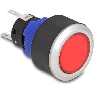 Delock Kiálló nyomógomb installációhoz 22 mm 5 db. forrasztott csatlakozó működtetővel lapos, műanyag piros LED világítá