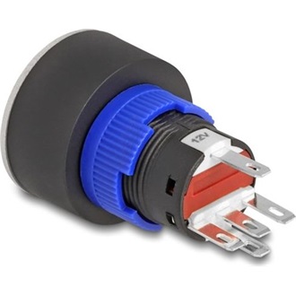 Delock Kiálló nyomógomb installációhoz 22 mm 5 db. forrasztott csatlakozó működtetővel lapos, műanyag piros LED világítá