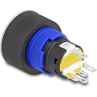 Delock Kiálló nyomógomb installációhoz 22 mm 5 db. forrasztott csatlakozó működtetővel lapos, műanyag sárga LED világítá
