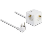 Delock Kibővítő csatlakozó kocka 3 irányú gyerekzárral és USB PD 3.0 töltővel 20 W, 1,5 m hosszú kábellel, fehér színű