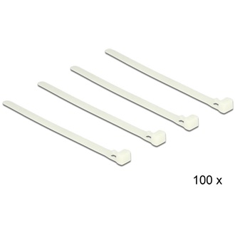 Delock 150x7,2mm kioldható kábelkötegelő fehér 100db