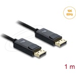 Delock Coaxial DisplayPort 2.1 -> DisplayPort 2.1 M/M video kábel 1m fekete fonott borítással