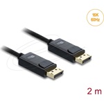 Delock Coaxial DisplayPort 2.1 -> DisplayPort 2.1 M/M video kábel 2m fekete fonott borítással