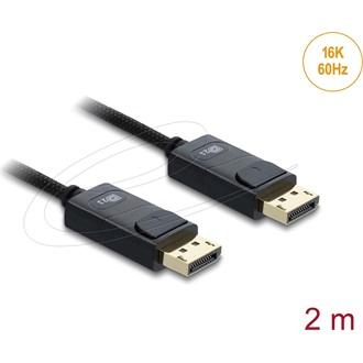 Delock Coaxial DisplayPort 2.1 -> DisplayPort 2.1 M/M video kábel 2m fekete fonott borítással