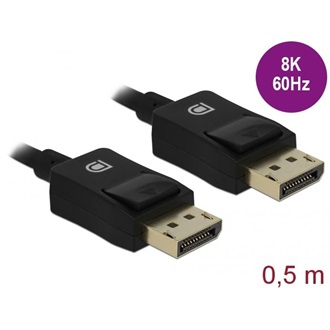 Delock DisplayPort 1.4 -> DisplayPort 1.4 M/M video kábel 0.5m fekete Coaxial