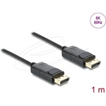 Delock DisplayPort 1.4 -> DisplayPort 1.4 M/M video kábel 1m fekete fonott borítással