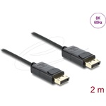 Delock DisplayPort 1.4 -> DisplayPort 1.4 M/M video kábel 2m fekete fonott borítással