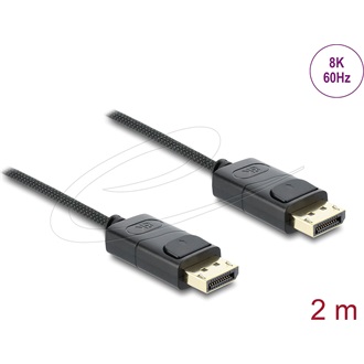 Delock DisplayPort 1.4 -> DisplayPort 1.4 M/M video kábel 2m fekete fonott borítással