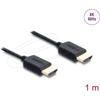 Delock Coaxial HDMI 2.1 -> HDMI 2.1 M/M video kábel 1m fekete fonott borítással