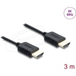 Delock Coaxial HDMI 2.1 -> HDMI 2.1 M/M video kábel 3m fekete fonott borítással