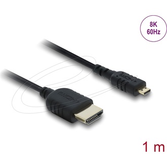 Delock Coaxial HDMI 2.1 -> HDMI micro D M/M video kábel 1m fekete