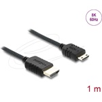 Delock Coaxial HDMI 2.1 -> HDMI mini C M/M video kábel 1m fekete fonott borítással