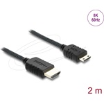 Delock Coaxial HDMI 2.1 -> HDMI mini C M/M video kábel 2m fekete fonott borítással
