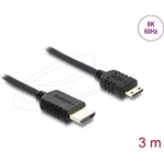 Delock Coaxial HDMI 2.1 -> HDMI mini C M/M video kábel 3m fekete fonott borítással