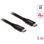 Delock Koaxiális USB 20 Gbps kábel USB PD 3.0 60 W 3 m