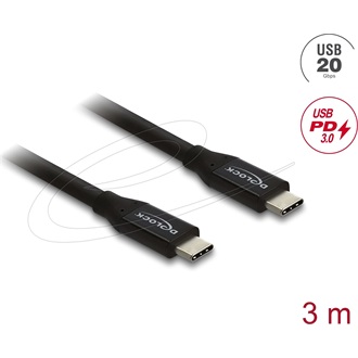 Delock Koaxiális USB 20 Gbps kábel USB PD 3.0 60 W 3 m