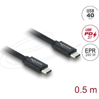 Delock Koaxiális USB 40 Gbps kábel USB PD 3.1 240 W 0,5 m