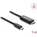 Delock Coaxial USB-C / Thunderbolt -> HDMI 2.0 M/M video kábel 1m fekete DP Alt Mode, fonott borítással