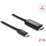 Delock Coaxial USB-C / Thunderbolt -> HDMI 2.0 M/M video kábel 2m fekete DP Alt Mode, fonott borítással
