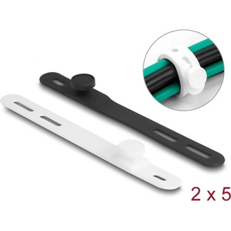 Delock Kötöző készlet 10 db-os, puha, flexibilis, újrahasznosítható, fekete / fehér