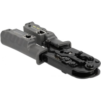 Delock Krimpelő eszköz csupaszítóval és hálózati teszterrel 8P (RJ45), 6P (RJ12 / 11) vagy 4P (RJ10)